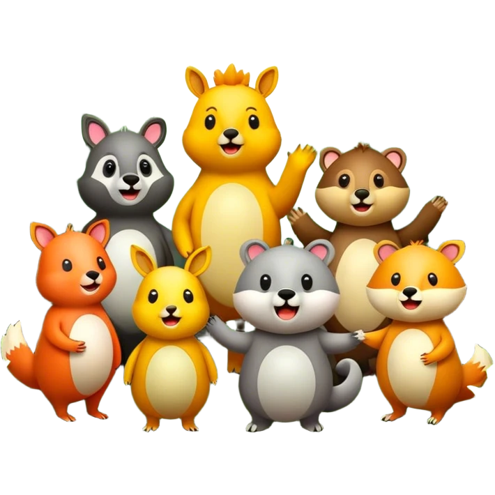 create me an emoji with one sun, trees, singing animals emoji