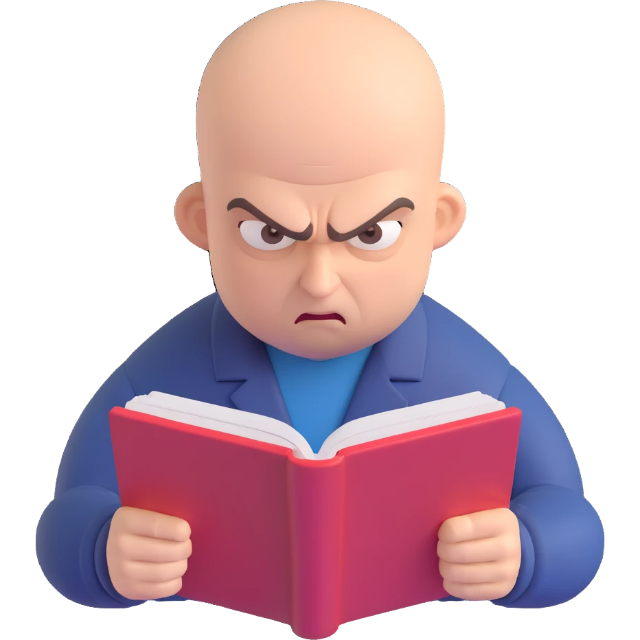 Angry man bald reading emoji