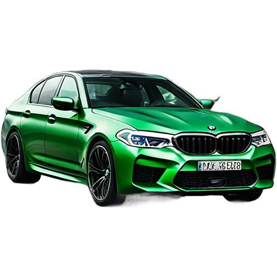 green bmw m5 f90 in moscow city emoji