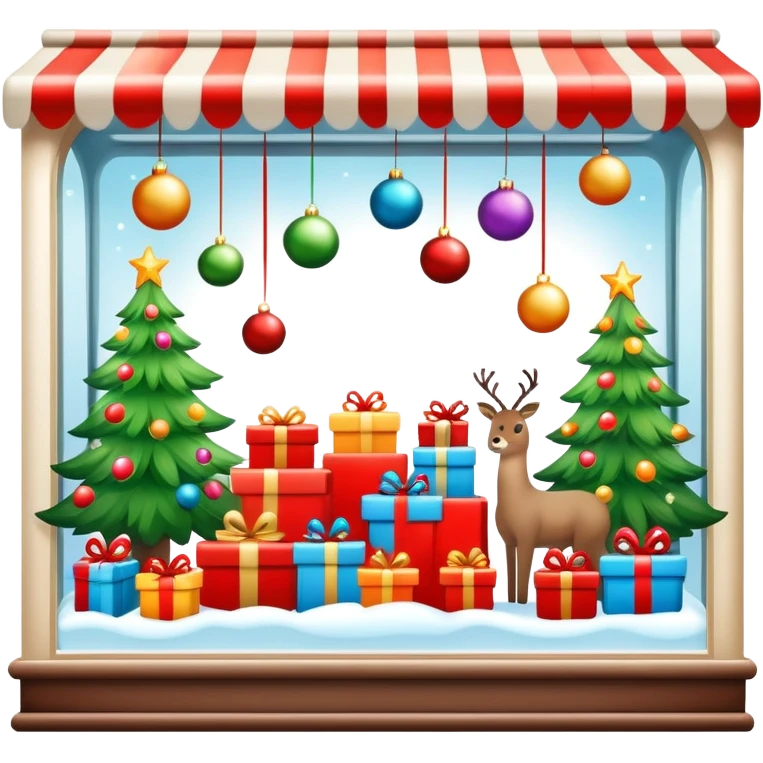 Christmas department store window display with toys emoji