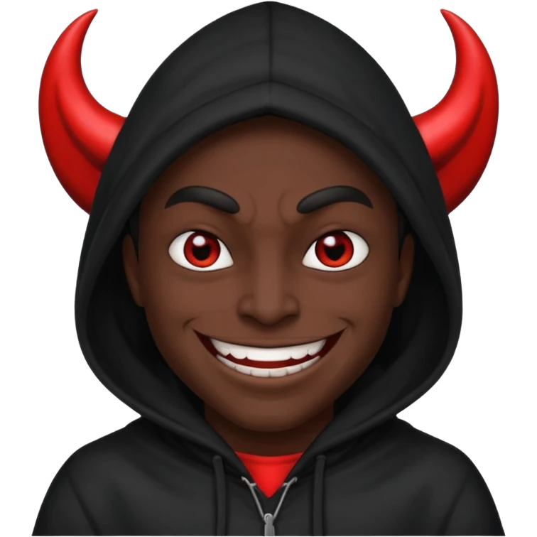 evil person with devilish smile and black face emoji