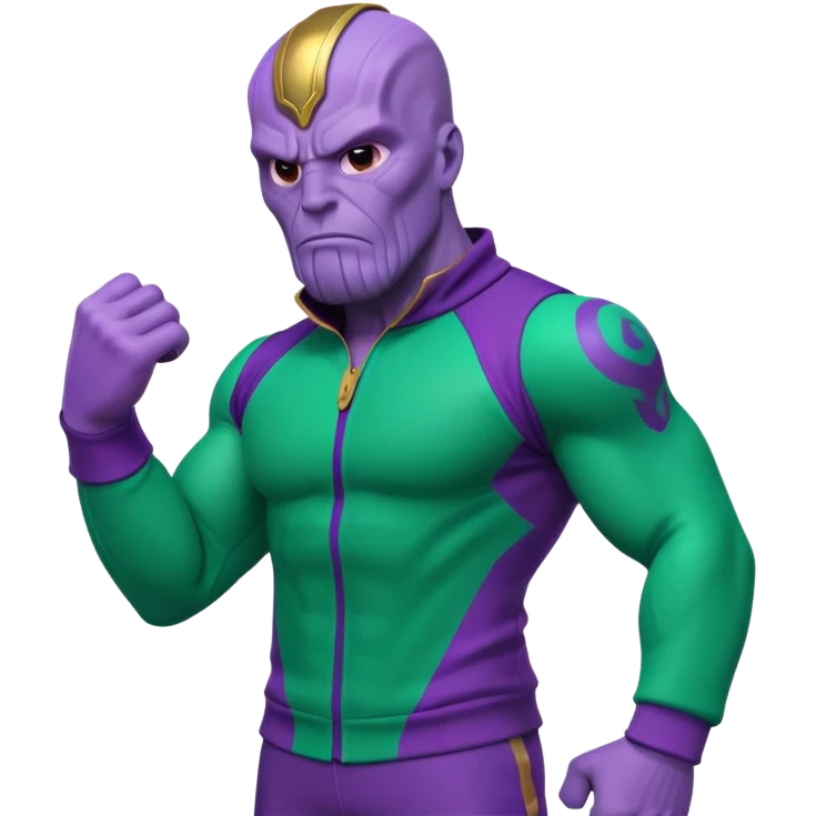 Thanos wearing a Squid Game green tracksuit emoji