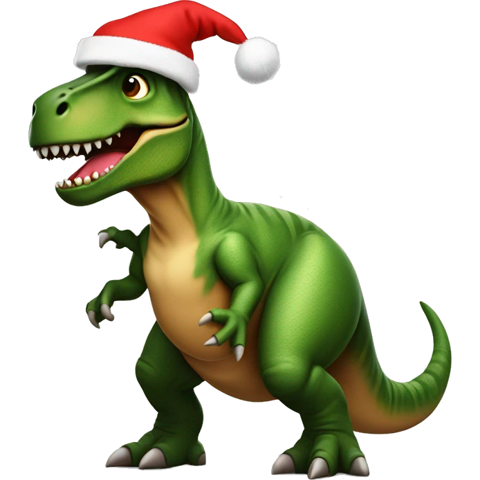 T-Rex con un gorro de navidad  emoji