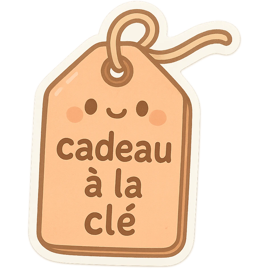 étiquettes avec marqué dessus : cadeau à la clé emoji