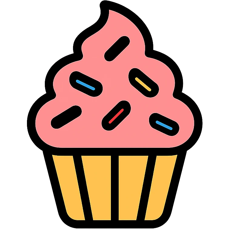 colorful cupcake icon with sprinkles emoji