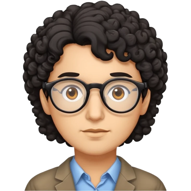 brown psychologist with curly black hair and brown eyes emoji