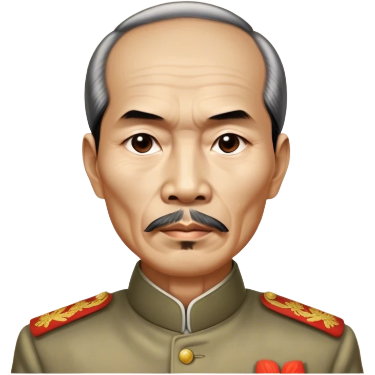 Cinematic Realistic Ho Chi Minh Portrait Emoji, depicted as a determined revolutionary leader in traditional attire with a humble expression, rendered with lifelike textures and soft natural lighting that captures his enduring legacy. emoji