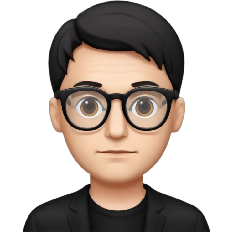 MAn with big glasses,black wear emoji