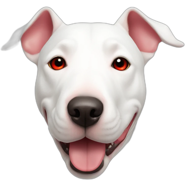 white bull terrier with red circle around left eye emoji
