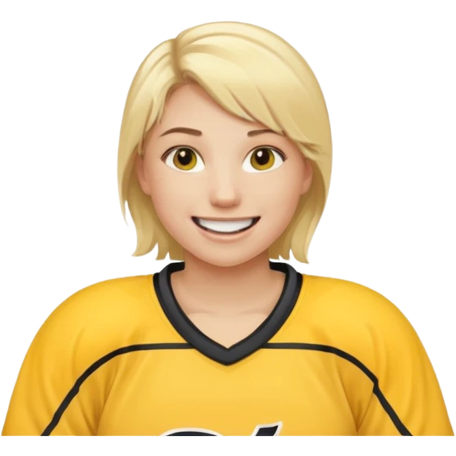 Girl hockey player with yellow jersey emoji