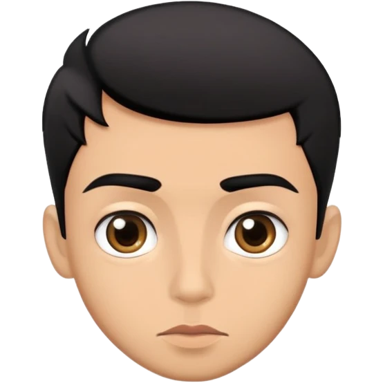 young man with modern black haircut, big eyes, medium lips, big eyebrows emoji