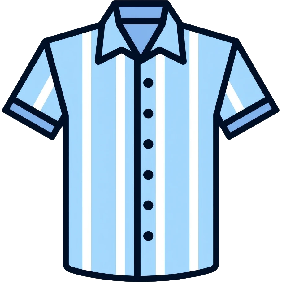 light blue and white vertically striped button down shirt, isolated emoji