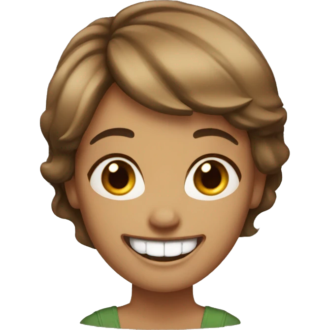 Brown short hair Woman with big teeth smile emoji
