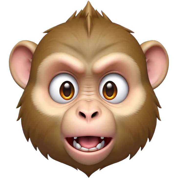 Cinematic Comical Macaque Portrait Emoji, Head tilted dramatically with an exaggerated, shocked expression and a raised eyebrow, featuring a lively, nimble build with spiky fur and wide, comically expressive eyes, Simplified yet hilariously animated features, highly detailed, glowing with a slightly sassy, vibrant glow, high shine, dramatic yet playful, stylized with an air of cheeky primate attitude, soft glowing outline, capturing the essence of a meme-worthy macaque that looks ready to deliver a playful side-eye into viral fame! emoji