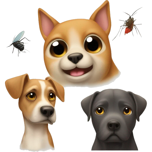 Un perro con un gato un loro un hámster una mosca un mosquito una rata riéndose de un humano emoji