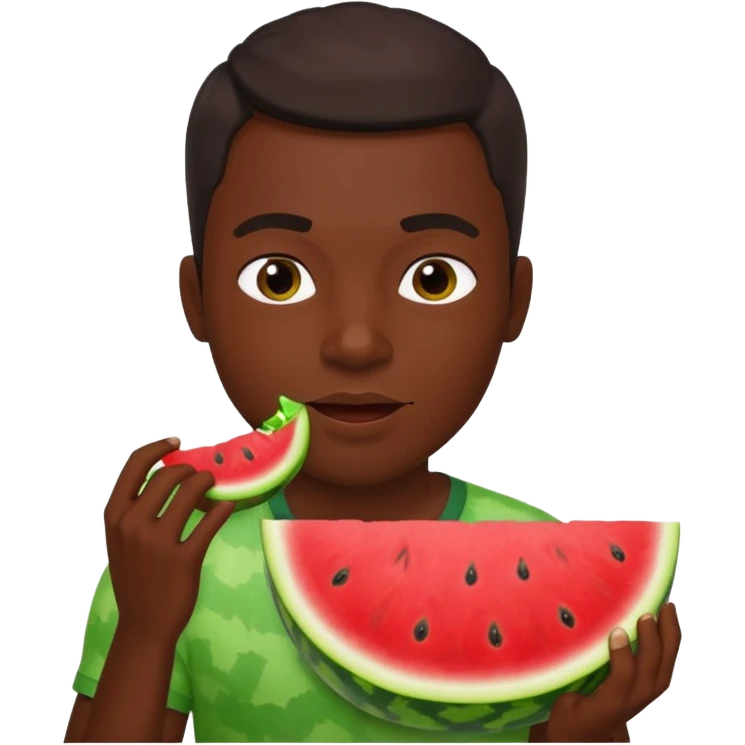 Dark skin guy eating a watermelon emoji