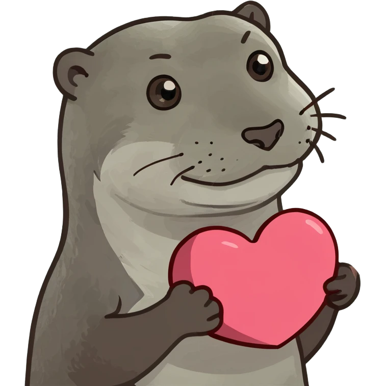 Otter holding a heart emoji