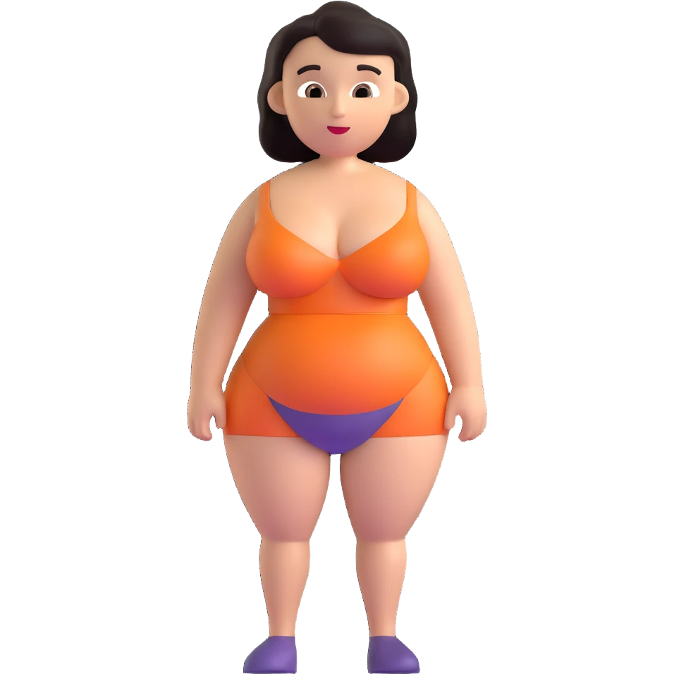 cartoon woman with exaggerated proportions, large chest emoji