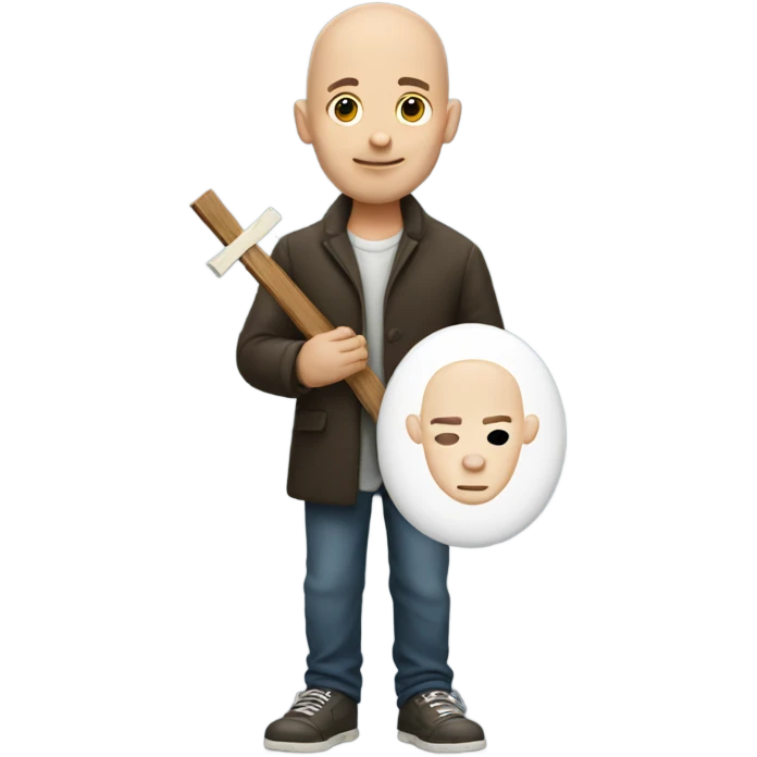 Bald guy holding cross  emoji
