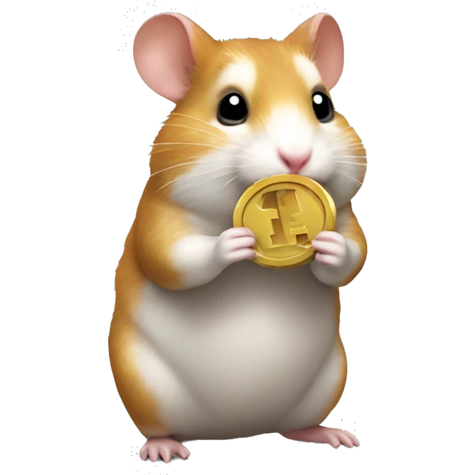 a rabidly hungry hamster holding a token emoji