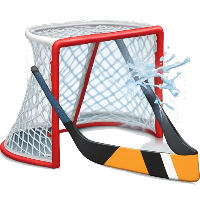 a hockey puck being shot into a hockey net emoji