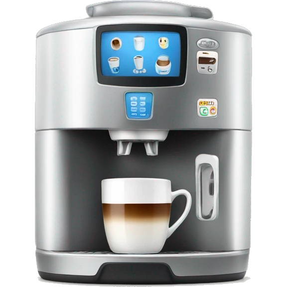 Coffee machine with a mug of coffee and milk container emoji
