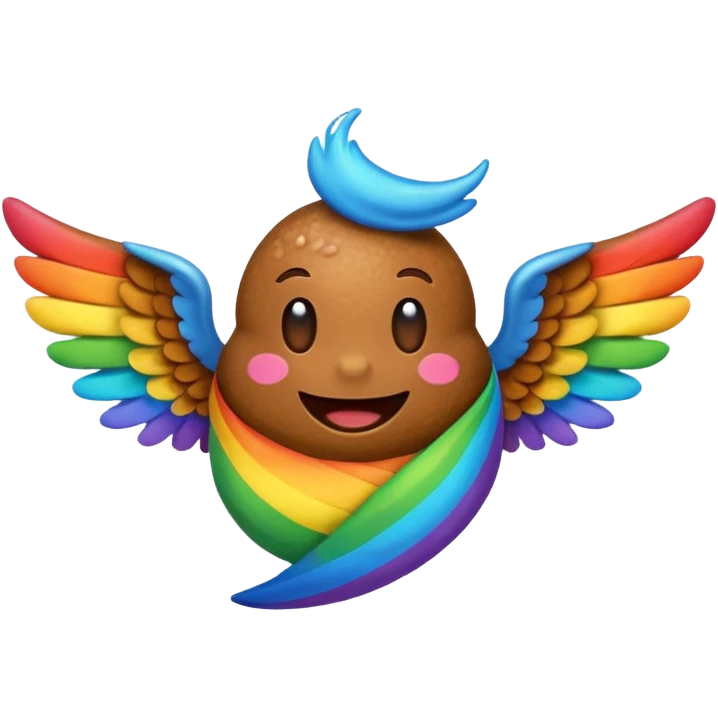 rainbow poop emoji with wings emoji
