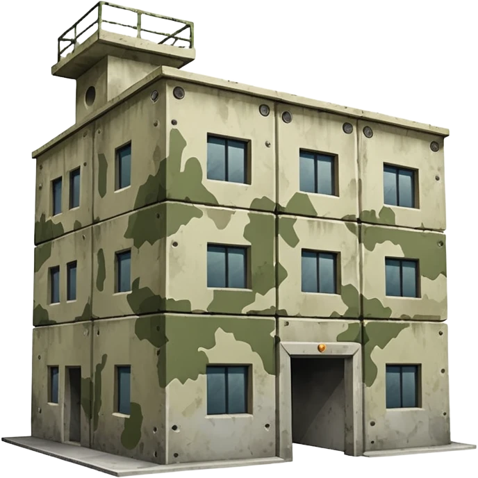 military warehouse painted in military camouflage emoji