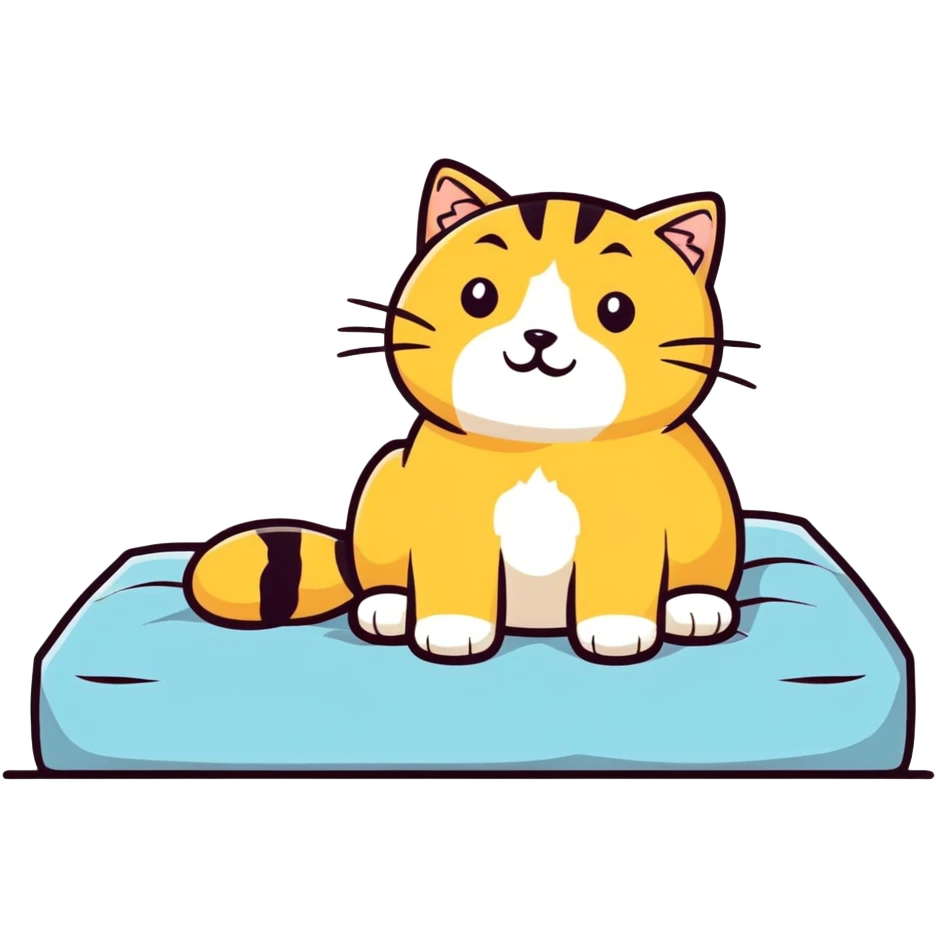 Golden cat on a bed emoji
