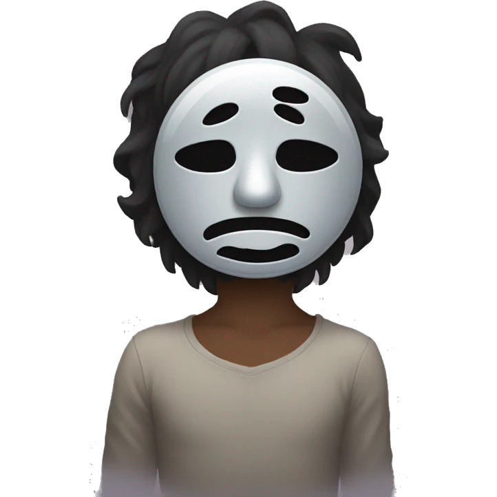 Sad holding happy mask emoji