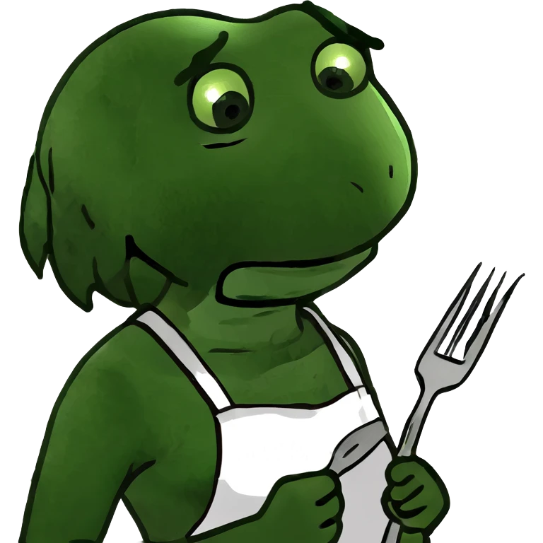 Sad hungry girl with fork in her hand emoji