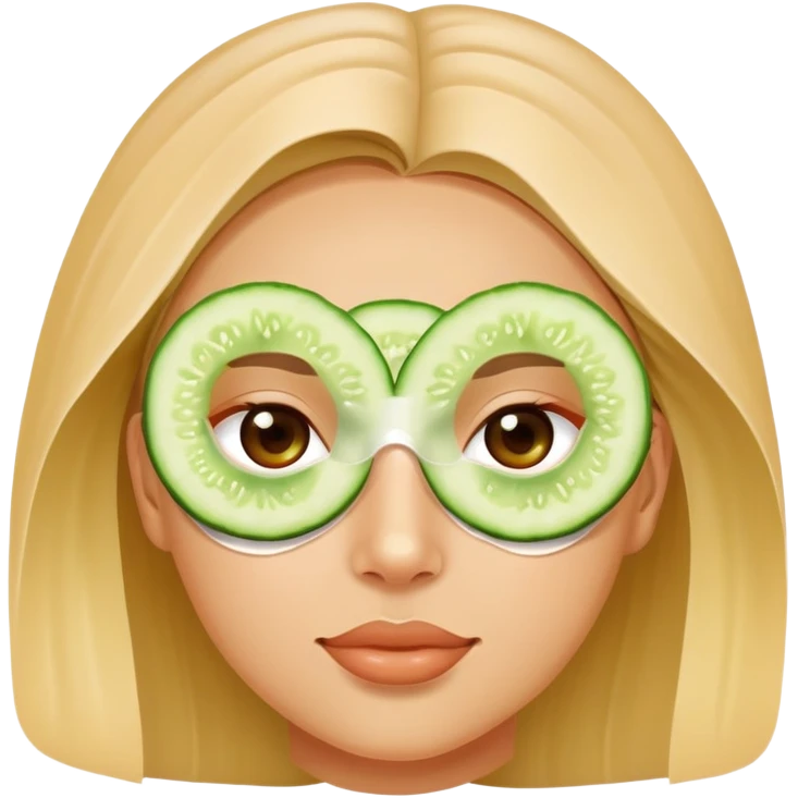 Girl with skincare mask and cucumbers on eyes emoji