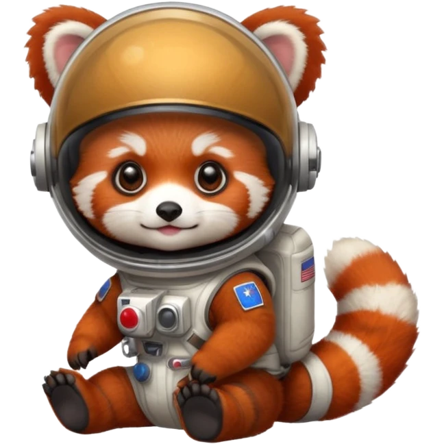 baby cute red panda in astronaut helmet emoji