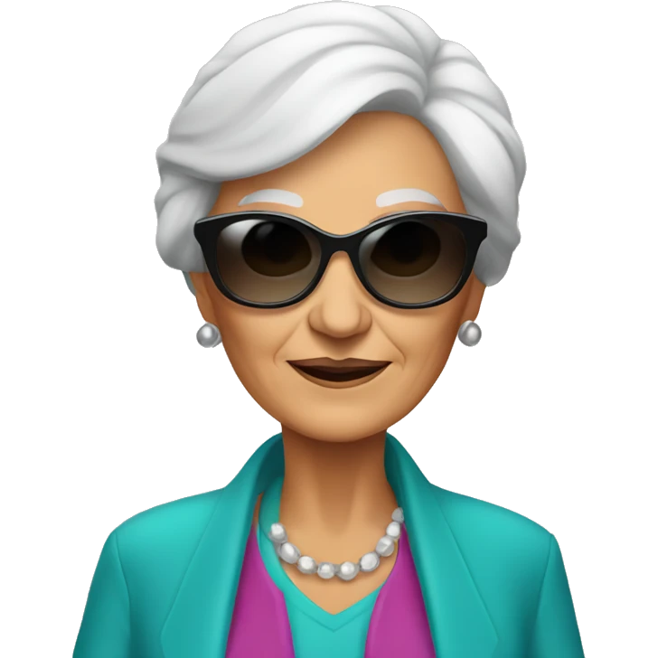 stylish elderly woman using sunglasses emoji