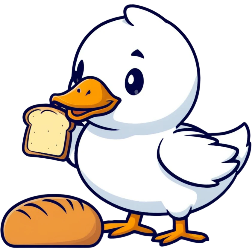 duck serving fresh gluten bread emoji