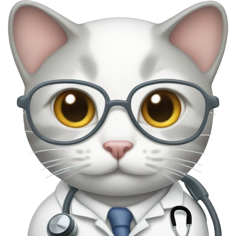 a white and gray cat with a stethoscope emoji