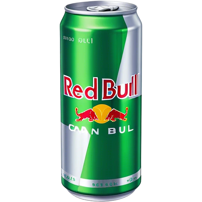 Red Bull can with green color palette and accurately detailed text emoji