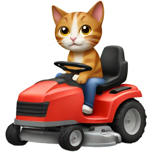 Cat riding lawnmower emoji