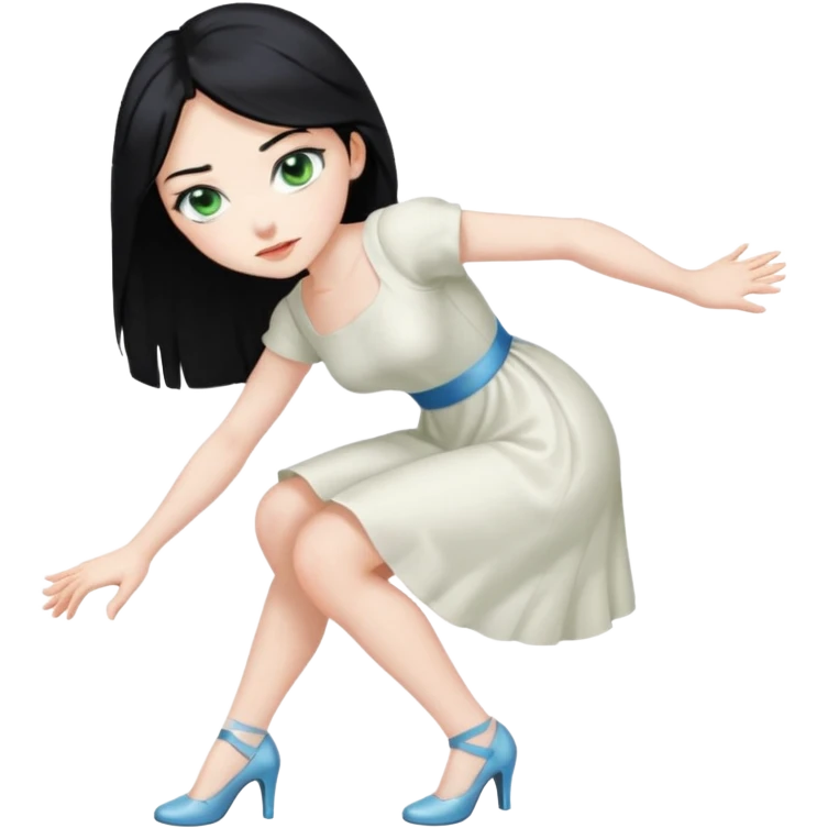 King, black Hair, blue eyes, whole body, Woman, bending knees, blonde, green eyes, White Dress, emoji
