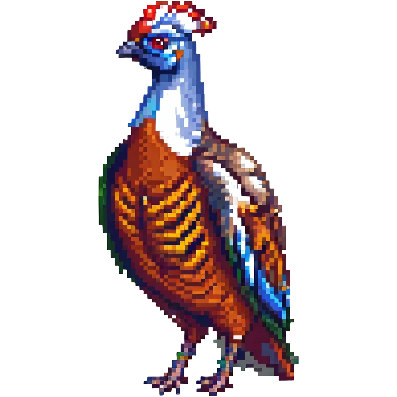 ringneck pheasant, blocky and retro pixel art style emoji