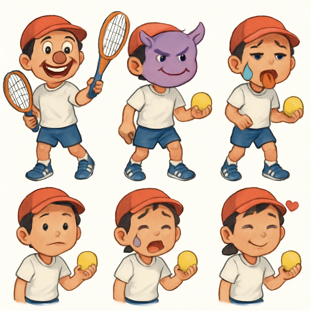 Chinese kid playing tennis emoji