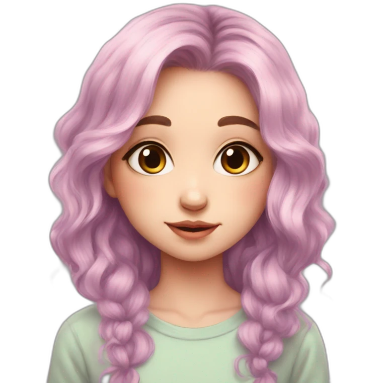 hair girl pastel art painting cute emoji