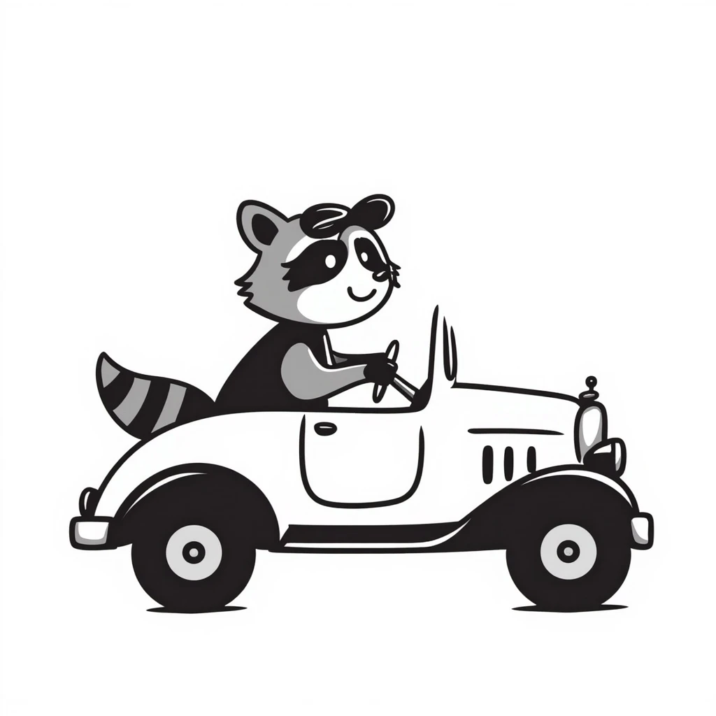 a raccoon driving a car emoji
