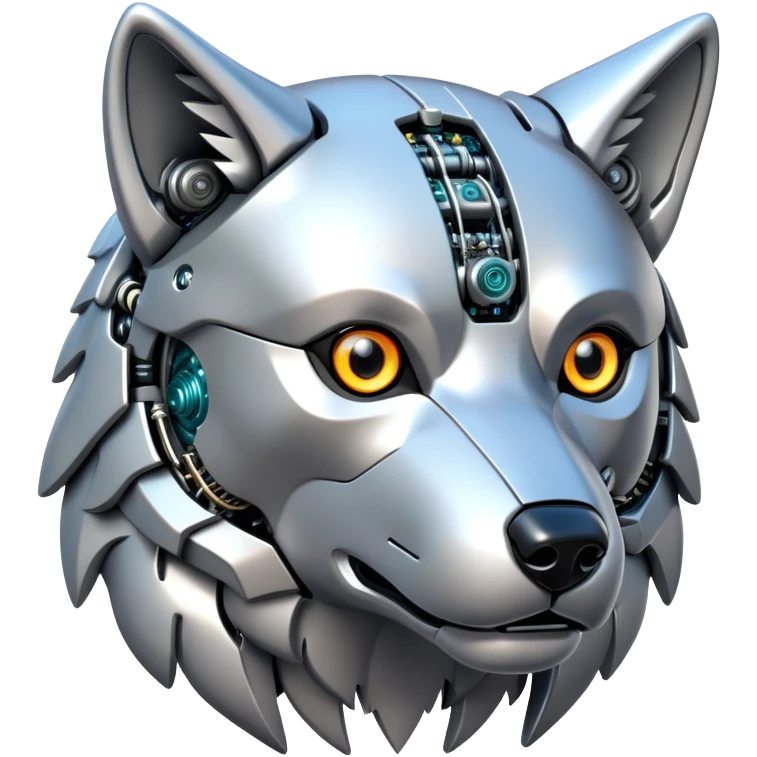 robotic wolf with digital eyes and circuit patterns emoji