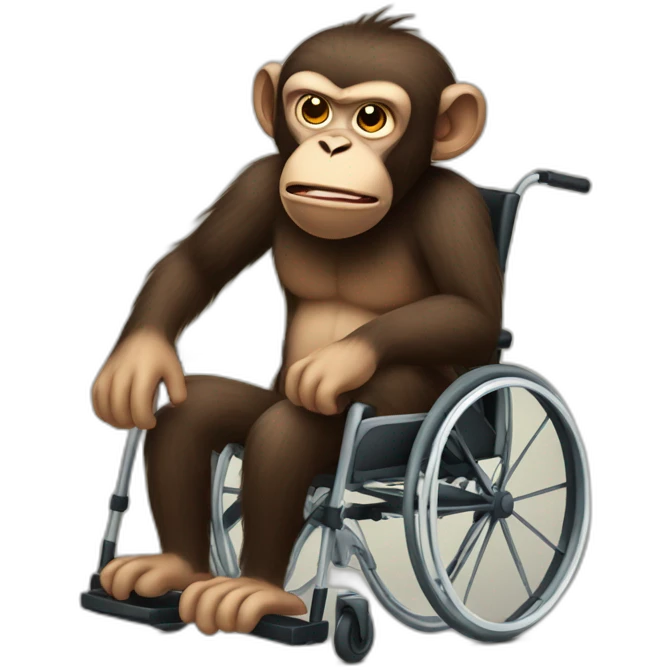 angry monkey with small ferocious rollin eyes cute wheelchair emoji