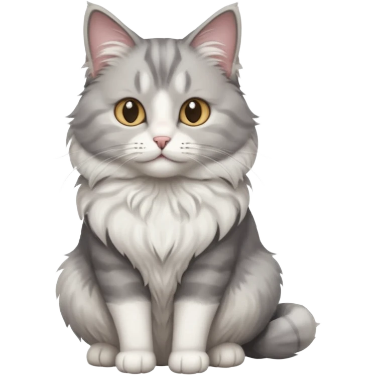 a grey and white cat sitting regally emoji