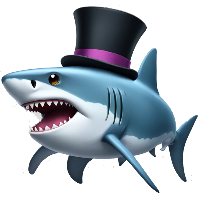 Shark with a top hat emoji