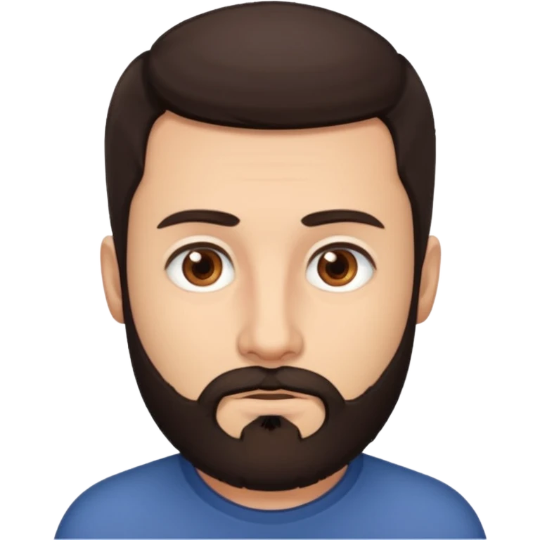 man, short hair, brown eyes, full beard, interested in what he sees emoji
