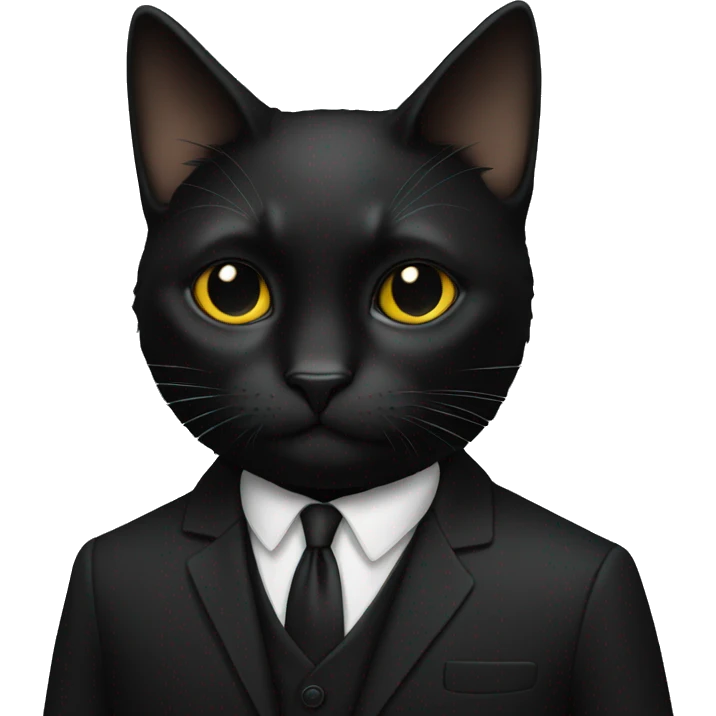 the black cat in a black  formal cassic suit emoji