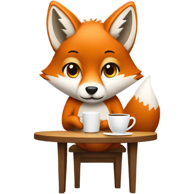 fox drinks coffee emoji